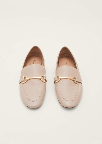 Phase Eight T-Bar Leather Flats Cream Australia | FA8923465